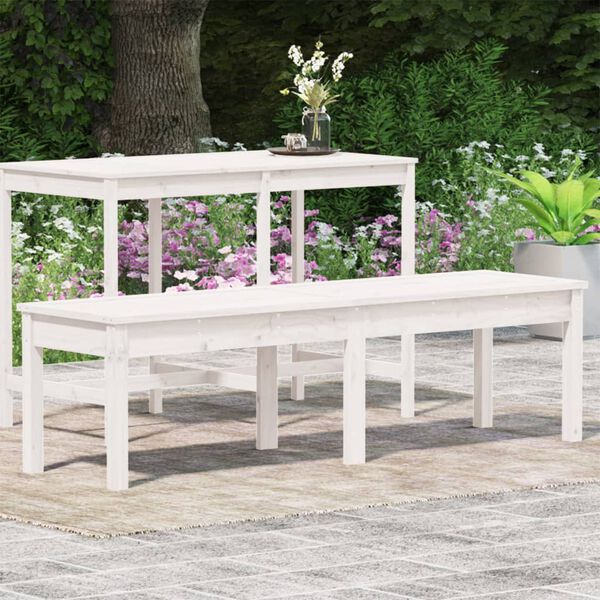 vidaXL Banc de jardin &agrave; 2 places blanc 159,5x44x45 cm bois massif pin