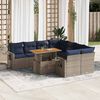 vidaXL Salon de jardin 9 pcs avec coussins gris r&eacute;sine tress&eacute;e