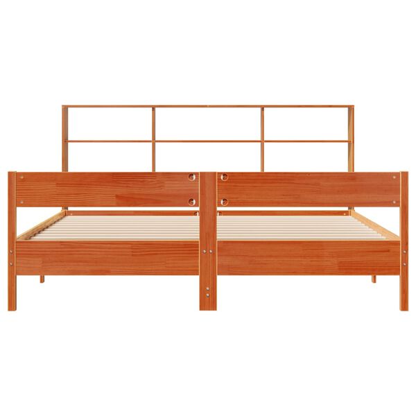 vidaXL Lit biblioth&egrave;que sans matelas cire marron 180x200 cm pin massif