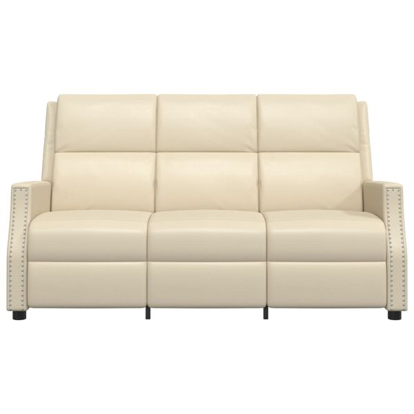 vidaXL Fauteuil de massage inclinable 3 places crème similicuir