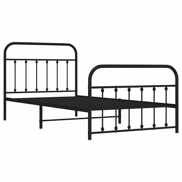 vidaXL Cadre de lit métal sans matelas et pied de lit noir 100x200 cm