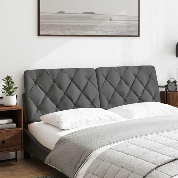 vidaXL Coussin de t&ecirc;te de lit gris fonc&eacute; 160 cm tissu