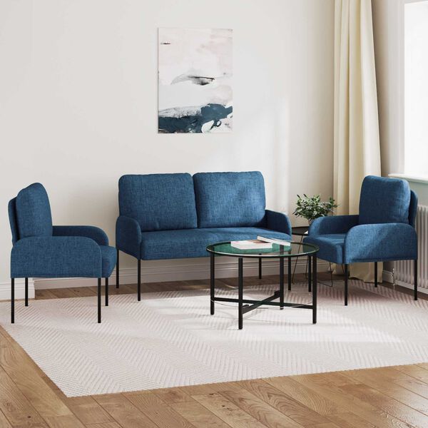 vidaXL Ensembles de canap&eacute;s 3 pcs Bleu 115 x 56 x 80 cm Contreplaqu&eacute;