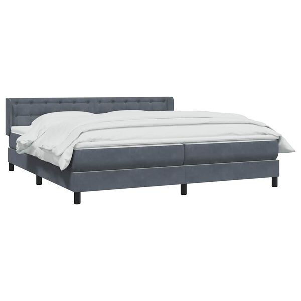 vidaXL Sommier &agrave; lattes de lit et matelas gris fonc&eacute; 180x220cm velours