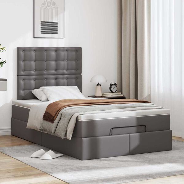 VidaXL Cadre de lit ottoman avec matelas gris 120x200 cm similicuir