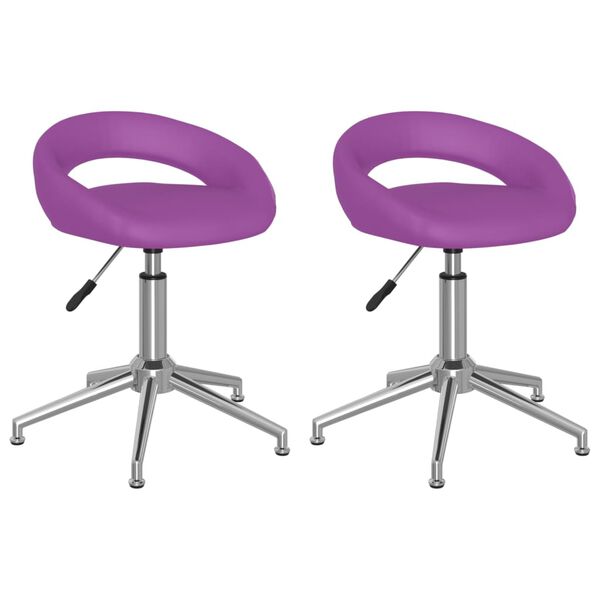vidaXL Chaises &agrave; manger pivotantes lot de 2 violet similicuir