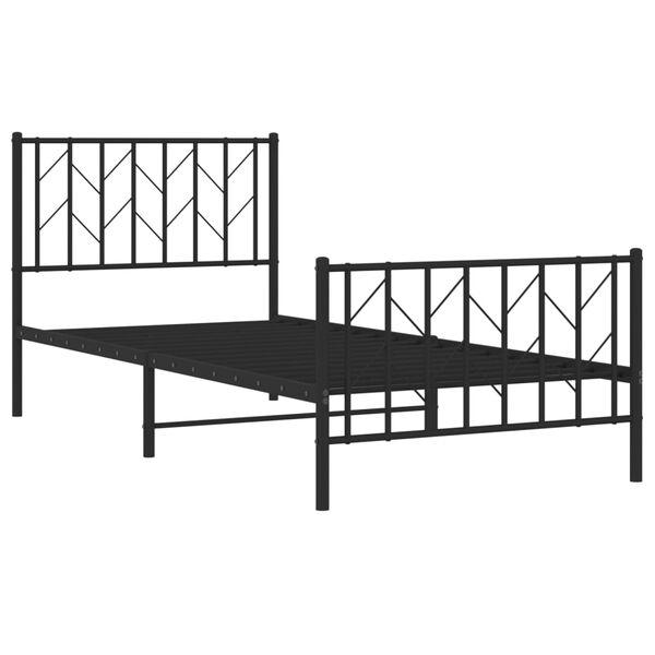 vidaXL Cadre de lit m&eacute;tal sans matelas avec pied de lit noir 90x200 cm