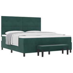 vidaXL Lit &agrave; ressorts avec matelas Vert fonc&eacute; 180 x 200 cm Velours
