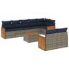 vidaXL Ensemble de canap&eacute; de jardin 9 pcs avec coussins gris r&eacute;sine tress&eacute;e