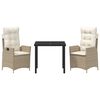 vidaXL Ensemble de salle &agrave; manger pour jardin 3 pcs Beige polyrotin