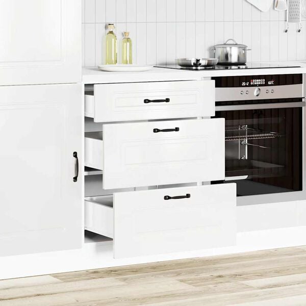 vidaXL Meuble bas de cuisine &laquo; Kalmar &raquo; Bois d'ing&eacute;nierie blanc brillant