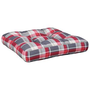 vidaXL Coussin de palette motif &agrave; carreaux rouge 50x50x12 cm tissu