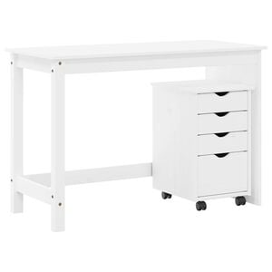 vidaXL Ensemble bureau et armoire 2 pc Blanc Bois de pin massif