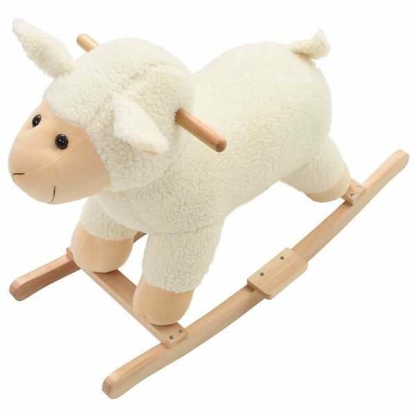 vidaXL Mouton &agrave; bascule Peluche 78x34x58 cm Blanc