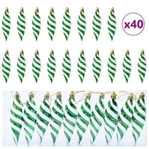 vidaXL Boule en forme de spirale de No&euml;l 40 pc Vert 3 x 11 cm