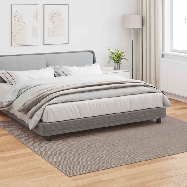 vidaXL Tapis de surface Carr&eacute; LUGO Taupe 240 x 240 cm Polyester