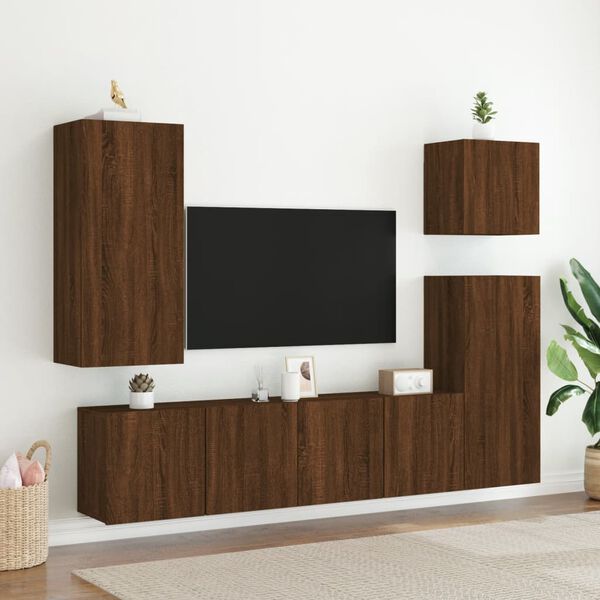 vidaXL Meuble TV mural ch&ecirc;ne marron 40,5x30x90 cm bois d'ing&eacute;nierie