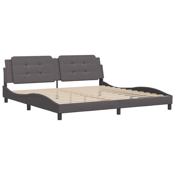 vidaXL Cadre de lit sans matelas Zadar gris 200x200 cm similicuir