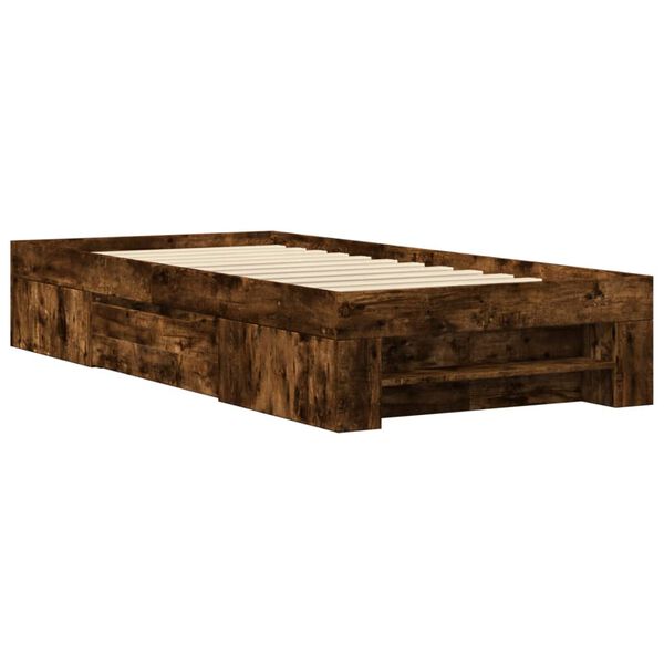 vidaXL Cadre de lit sans matelas ch&ecirc;ne fum&eacute; 90x200cm bois d'ing&eacute;nierie