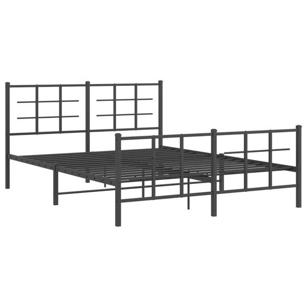 vidaXL Cadre de lit m&eacute;tal sans matelas avec pied de lit noir 160x200cm