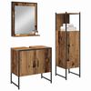 vidaXL Ensemble de mobilier de salle de bain avec &eacute;tag&egrave;re 3 pcs Marron