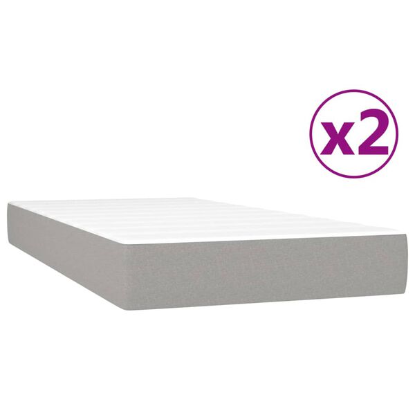 vidaXL Sommier &agrave; lattes de lit avec matelas Gris clair 200x200cm Tissu