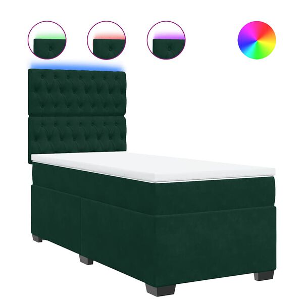 vidaXL Sommier &agrave; lattes de lit et matelas Vert fonc&eacute; 80x200 cm Velours