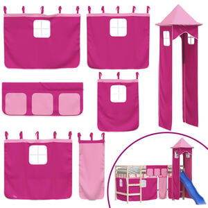 vidaXL Rideaux pour lit mezzanine avec tour rose polyester
