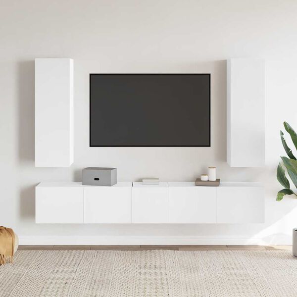 vidaXL Ensemble de meubles TV 5 pcs Blanc Bois d'ing&eacute;nierie