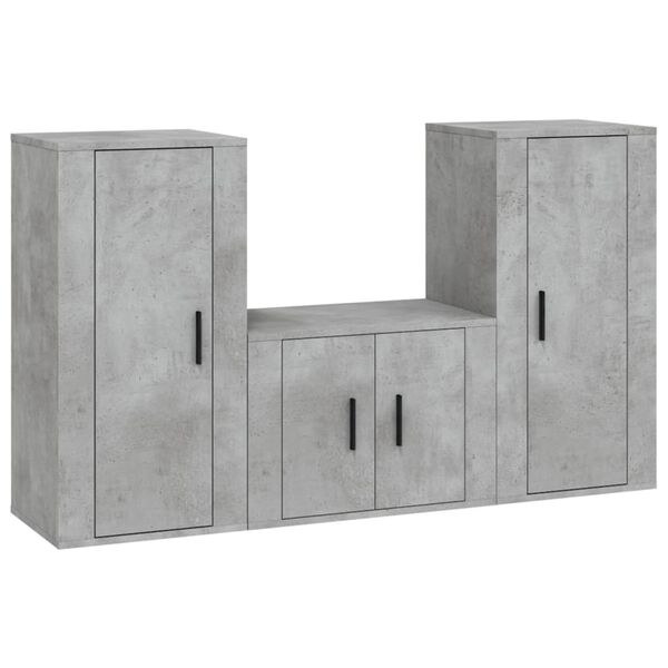 vidaXL Ensemble de meubles TV 3 pcs Gris b&eacute;ton Bois d'ing&eacute;nierie