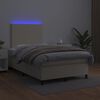 vidaXL Sommier &agrave; lattes de lit avec matelas et LED Cr&egrave;me 120x200 cm