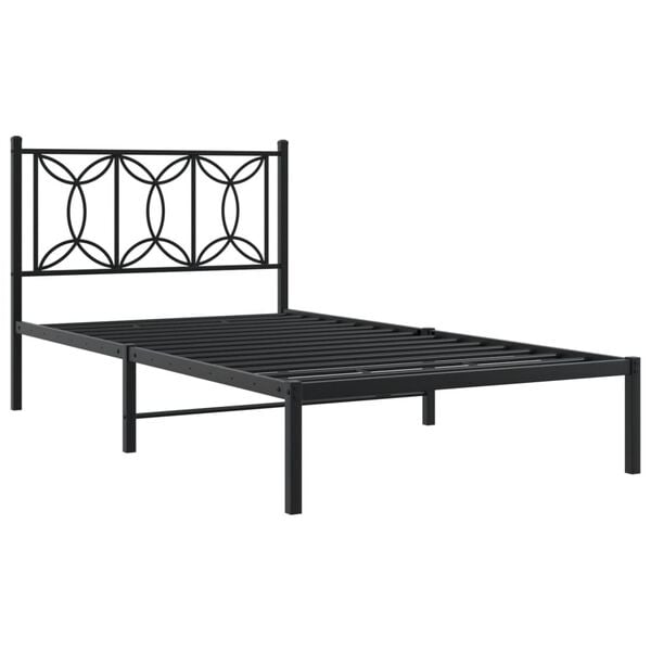 vidaXL Cadre de lit métal sans matelas avec tête de lit noir 107x203cm