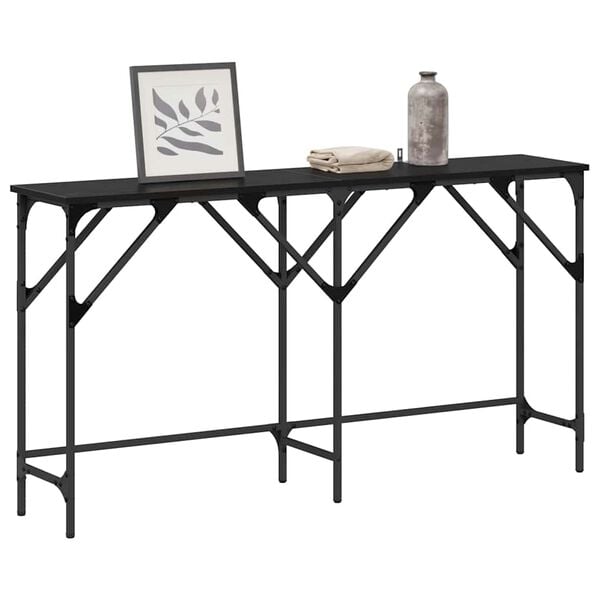 vidaXL Table console Ch&ecirc;ne noir 140 x 29 x 75 cm Bois d'ing&eacute;nierie