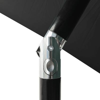 vidaXL Parasol avec LED et mât en acier Noir 2x3 m