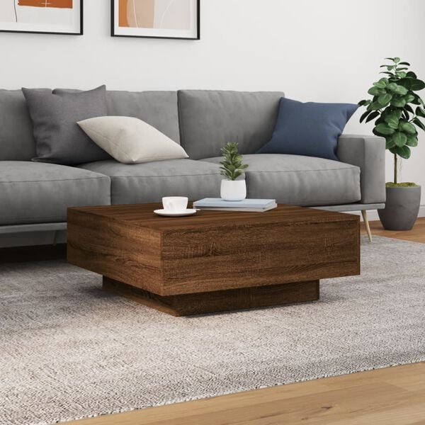 vidaXL Table basse ch&ecirc;ne marron 80x80x31 cm bois d'ing&eacute;nierie