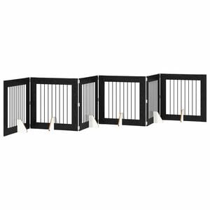 vidaXL Porte de chien pliable avec supports 6 pc Ch&ecirc;ne noir 482 cm
