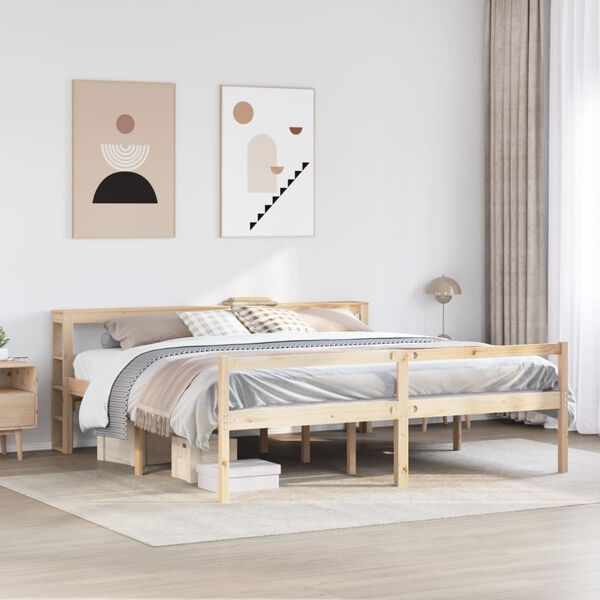 vidaXL Lit pour personne &acirc;g&eacute;e et t&ecirc;te de lit 200x200cm bois pin massif
