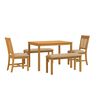 vidaXL Ensemble de salle &agrave; manger 5 pc Beige Bois de ch&ecirc;ne massif
