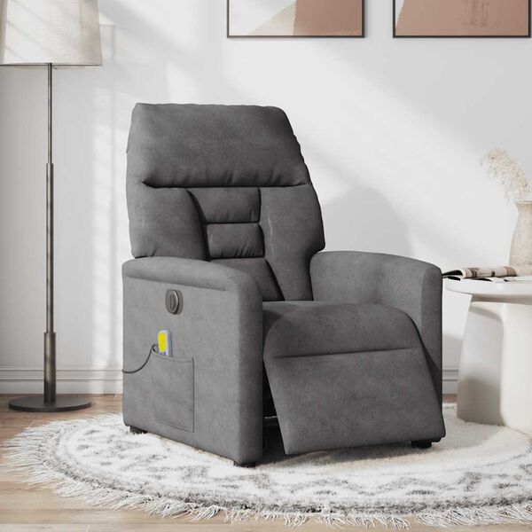 vidaXL Fauteuil inclinable de massage &eacute;lectrique gris fonc&eacute;