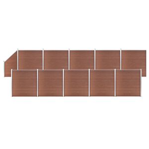 vidaXL Ensemble de cl&ocirc;ture WPC 10 Carr&eacute; + 1 Inclin&eacute; 1830x186 cm Marron
