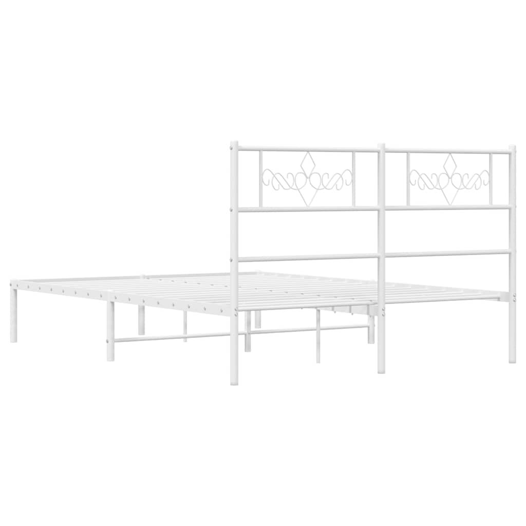vidaXL Cadre de lit métal sans matelas et tête de lit blanc 135x190 cm