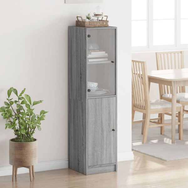 vidaXL Buffet avec porte en verre sonoma gris 35x37x142 cm