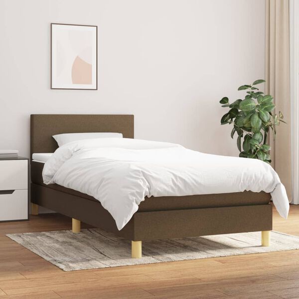 vidaXL Sommier &agrave; lattes de lit avec matelas Marron fonc&eacute; 90x190 cm