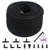 vidaXL Tuyau d'arrosage de jardin noir 0,6" 50 m caoutchouc