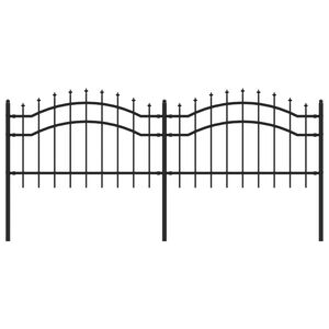 vidaXL Cl&ocirc;ture de jardin avec dessus en forme de lance, noire, 240 x 75 cm, acier thermolaqu&eacute;