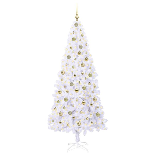 vidaXL Sapin de No&euml;l artificiel avec 300 LED Blanc 210 cm PVC et Acier