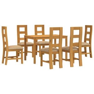 vidaXL Ensemble de salle &agrave; manger 7 pc Beige Bois de ch&ecirc;ne massif