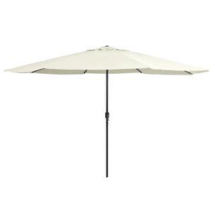 vidaXL Parasol de jardin avec m&acirc;t en m&eacute;tal 390 cm blanc sable