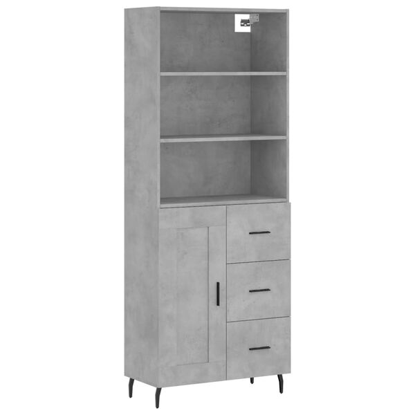 vidaXL Buffet haut Gris b&eacute;ton 69,5x34x180 cm Bois d'ing&eacute;nierie