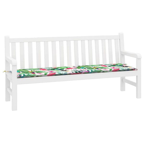 vidaXL Coussin de banc de jardin Floral Vert et rose 180 x 50 x 4 cm